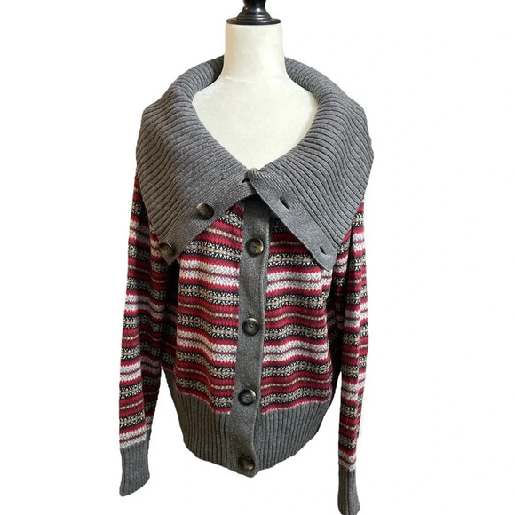 Eddie Bauer Fair Isle Shawl Collar Button Angora Cardigan Sweater XL Tall - Picture 5 of 10